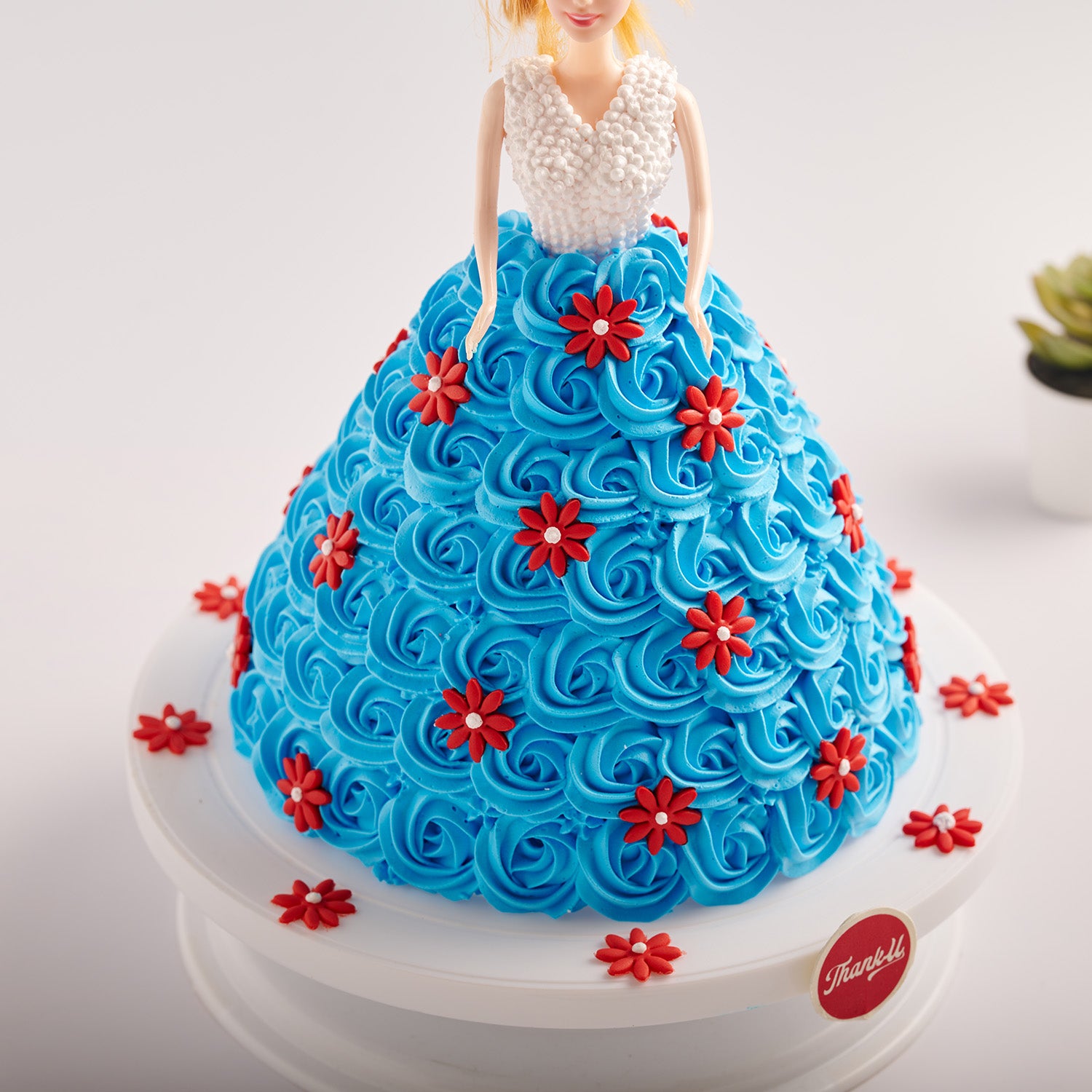 Pink with Blue Barbie Cake - Madras Bakery